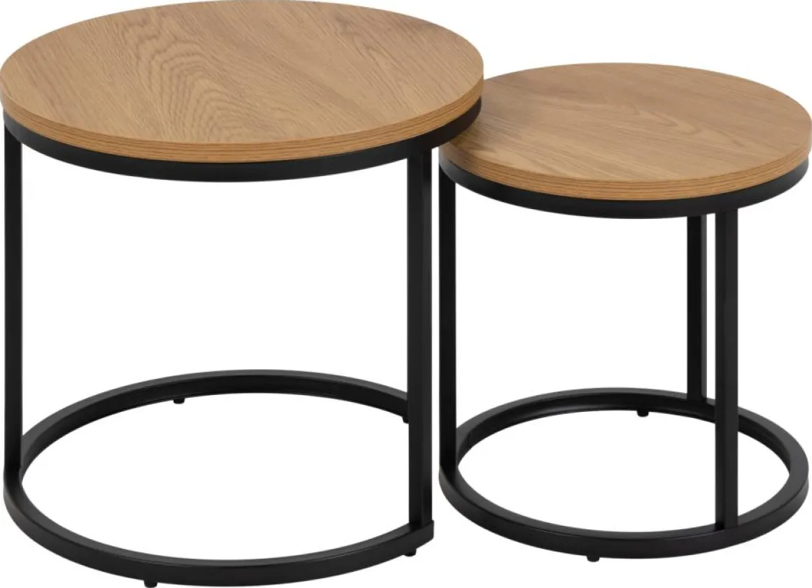 Beistelltisch Spiro 2er Set Eiche Schwarz