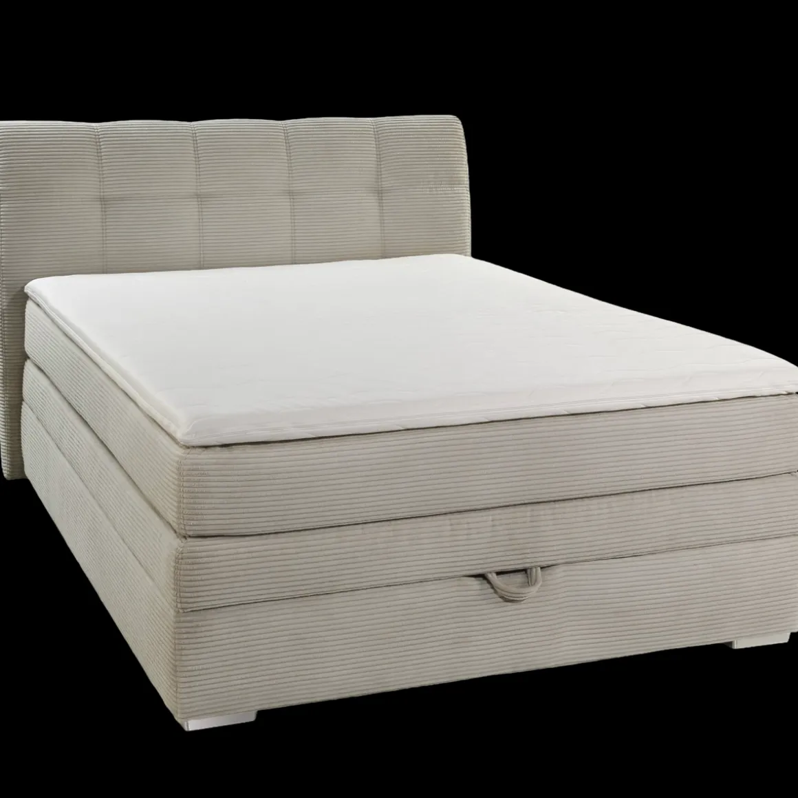 Boxspringbett Amelie mit Bettkasten Cord Light Greige 140 x 200 cm