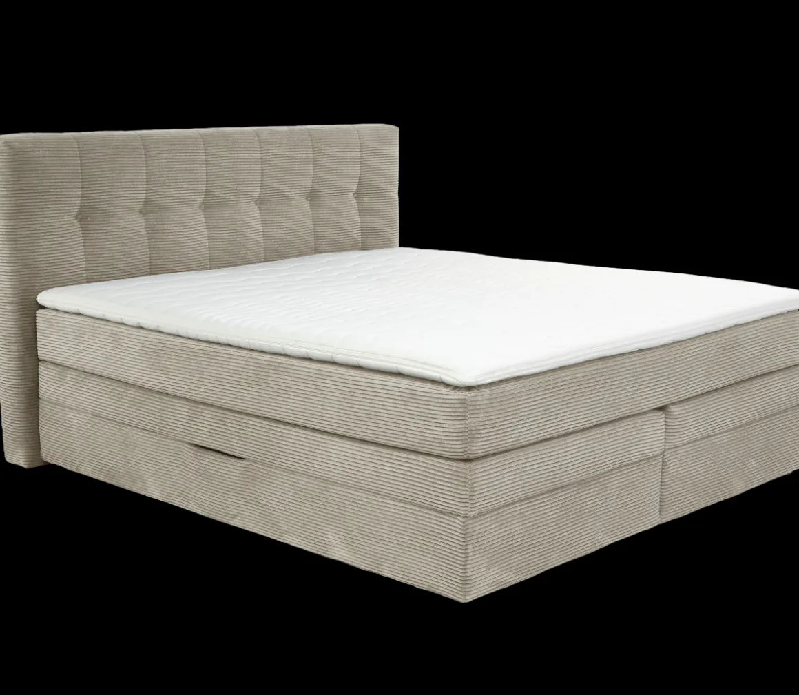 Boxspringbett Amy mit Bettkasten Greige 180 x 200 cm