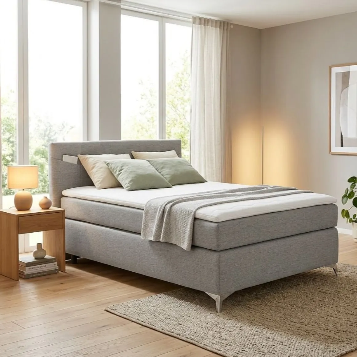 Boxspringbett Nora Grau 120 x 200 cm