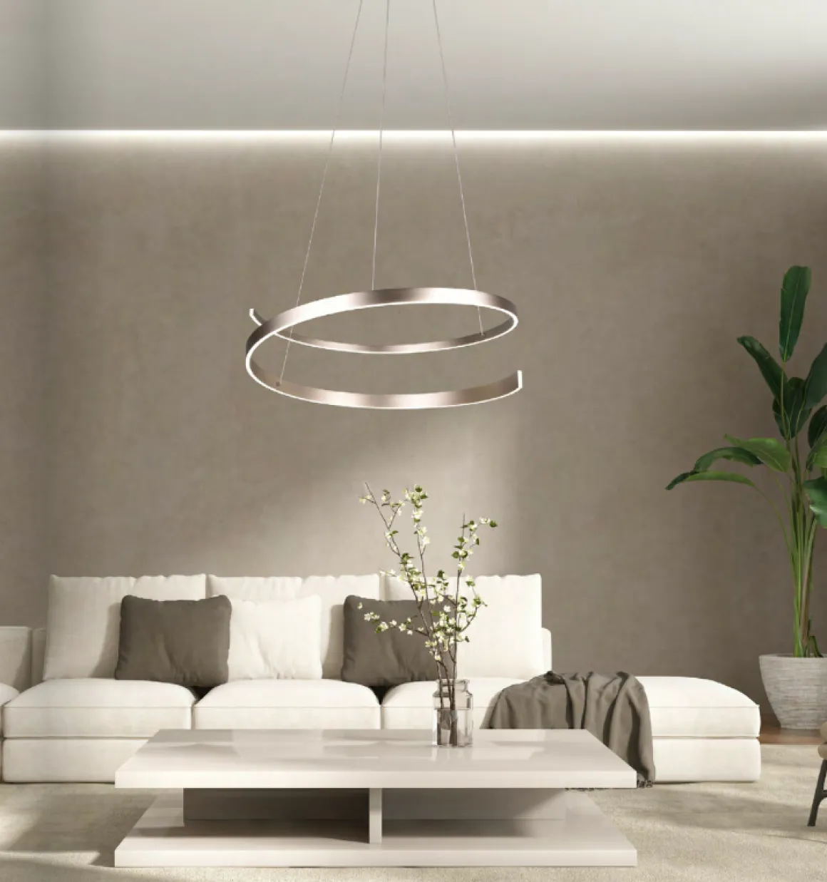 Cinque LED Pendelleuchte Cinardi Nickelfarben