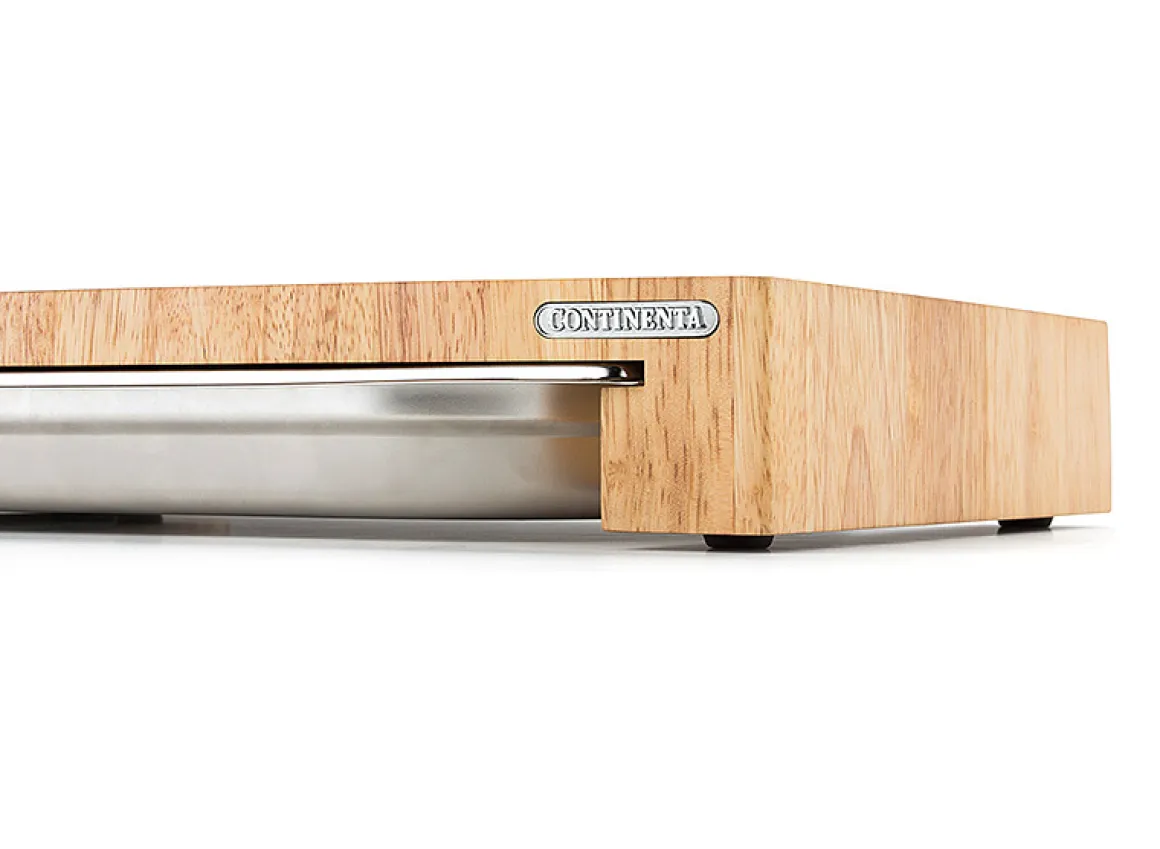 Continenta Stirnholz Schneidebrett mit Schublade 39 x 27 cm