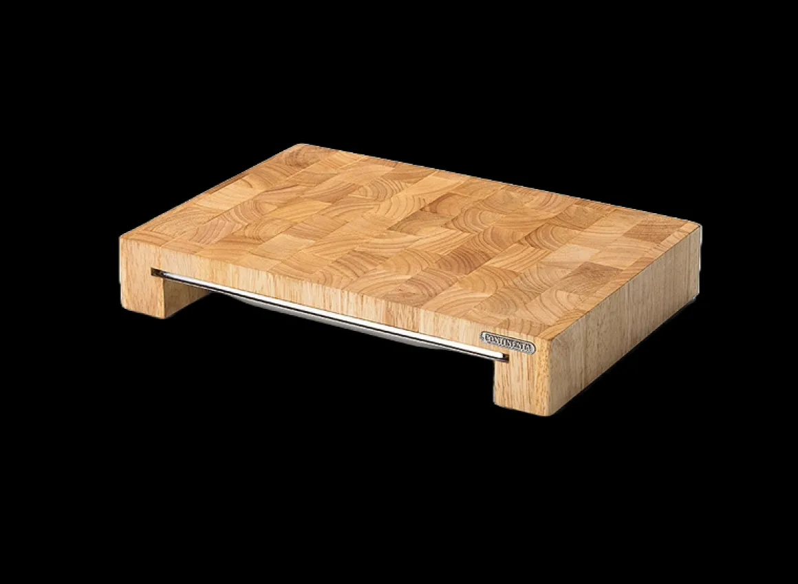 Continenta Stirnholz Schneidebrett mit Schublade 39 x 27 cm