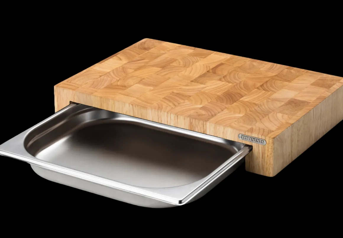 Continenta Stirnholz Schneidebrett mit Schublade 39 x 27 cm