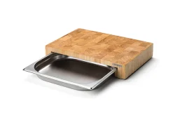 Continenta Stirnholz Schneidebrett mit Schublade 39 x 27 cm