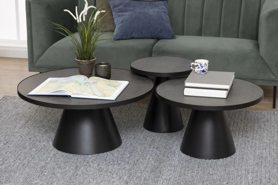 Couchtisch Soli Schwarz Grau Ø 65 cm
