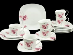 CreaTable 18-tlg Kaffeeservice Aiko Weiß-Rosa