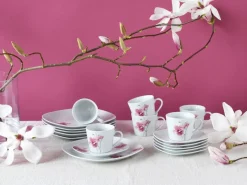 CreaTable 18-tlg Kaffeeservice Aiko Weiß-Rosa