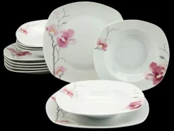CreaTable 12-tlg Tafelservice Aiko Weiß-Rosa