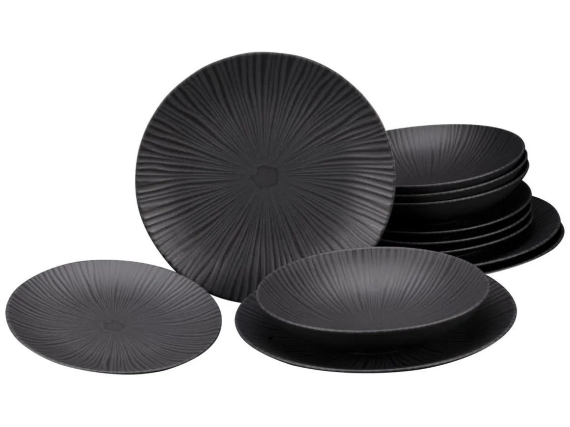 CreaTable 12-tlg Tafelservice Vesuvio Black
