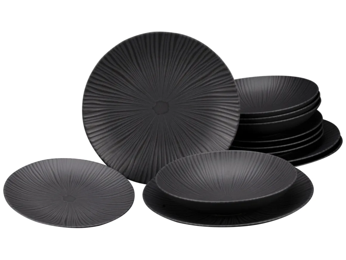 CreaTable 12-tlg Tafelservice Vesuvio Black
