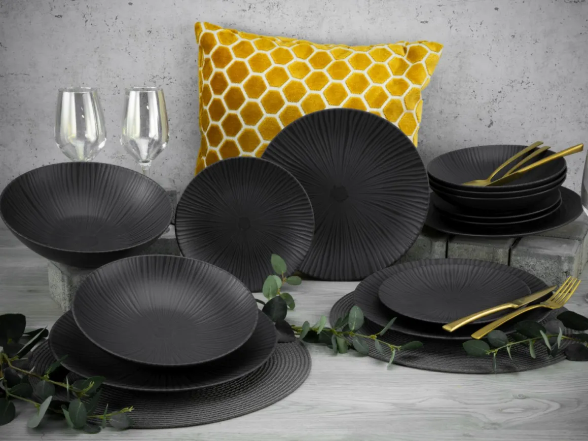 CreaTable 12-tlg Tafelservice Vesuvio Black