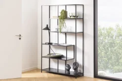 Design-BĂŒcherregal Seaford Schwarz 114 x 185 cm