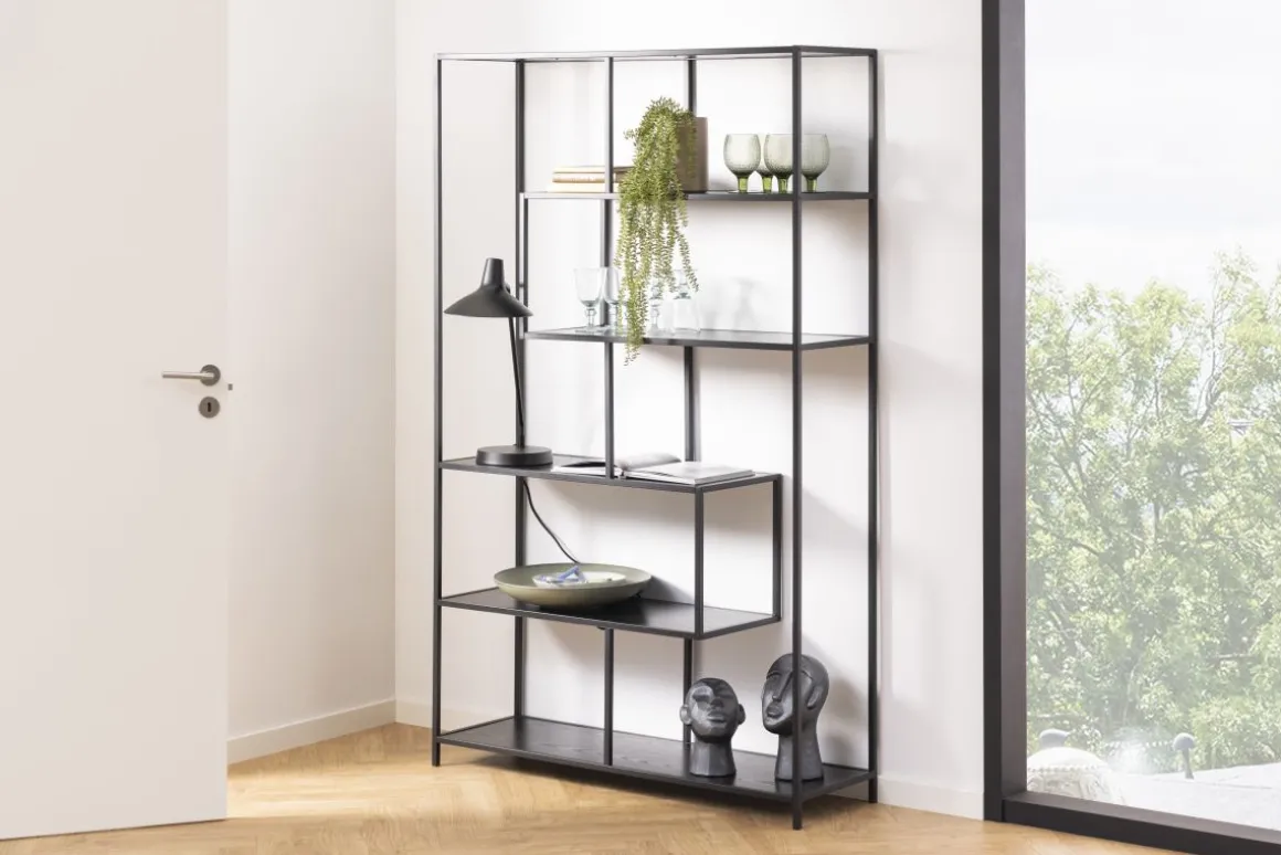 Design-Bücherregal Seaford Schwarz 114 x 185 cm