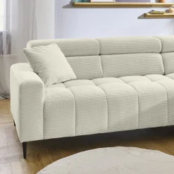 Ecksofa Simple mit Funktionen Cord Beige