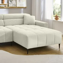 Ecksofa Simple mit Funktionen Cord Beige