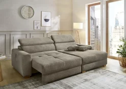 Ecksofa Slider mit Funktionen Cord Taupe