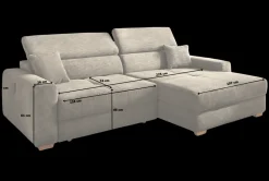 Ecksofa Slider mit Funktionen Cord Taupe