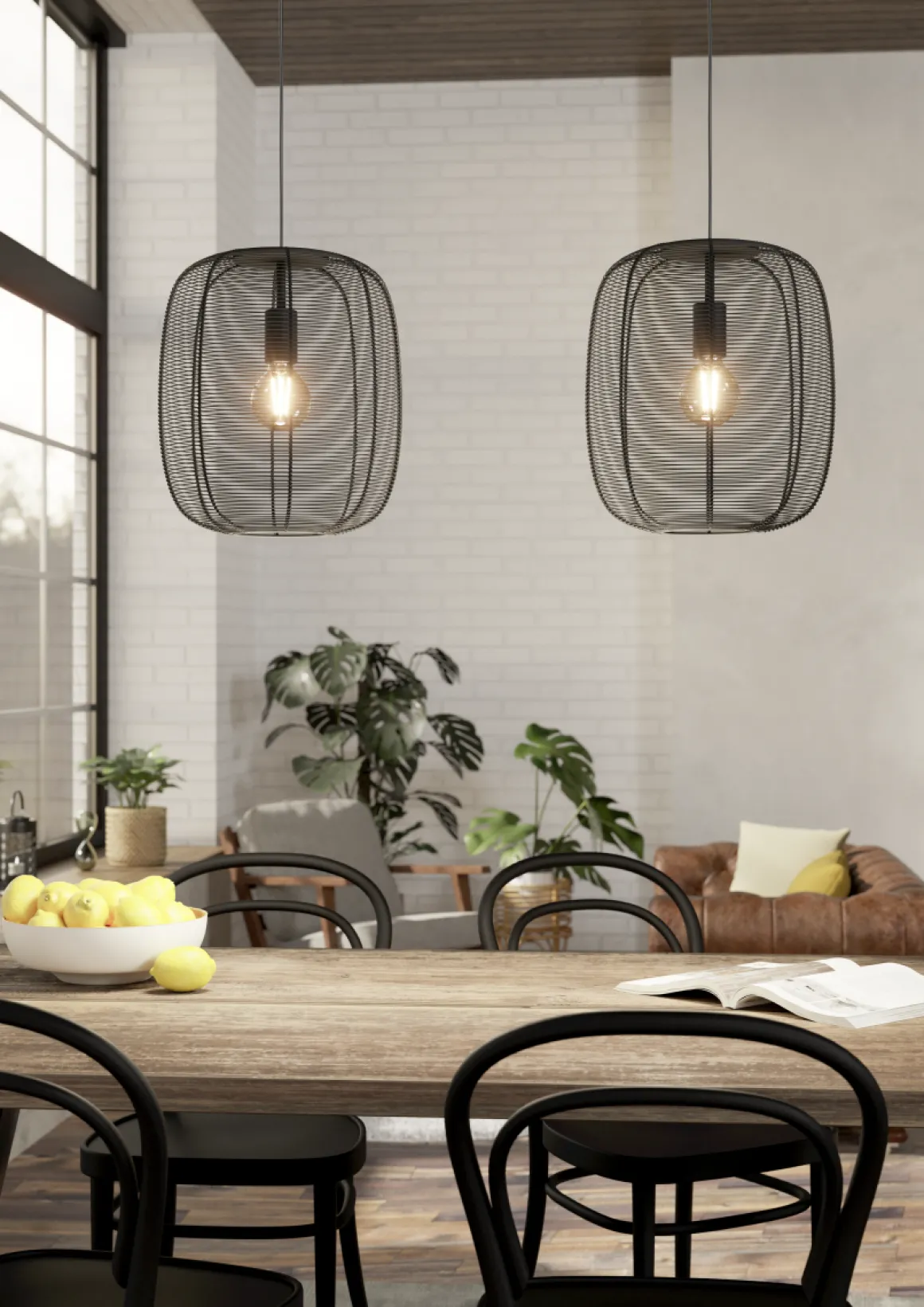 EGLO AGL Pendelleuchte Rinroe 2-flg Schwarz