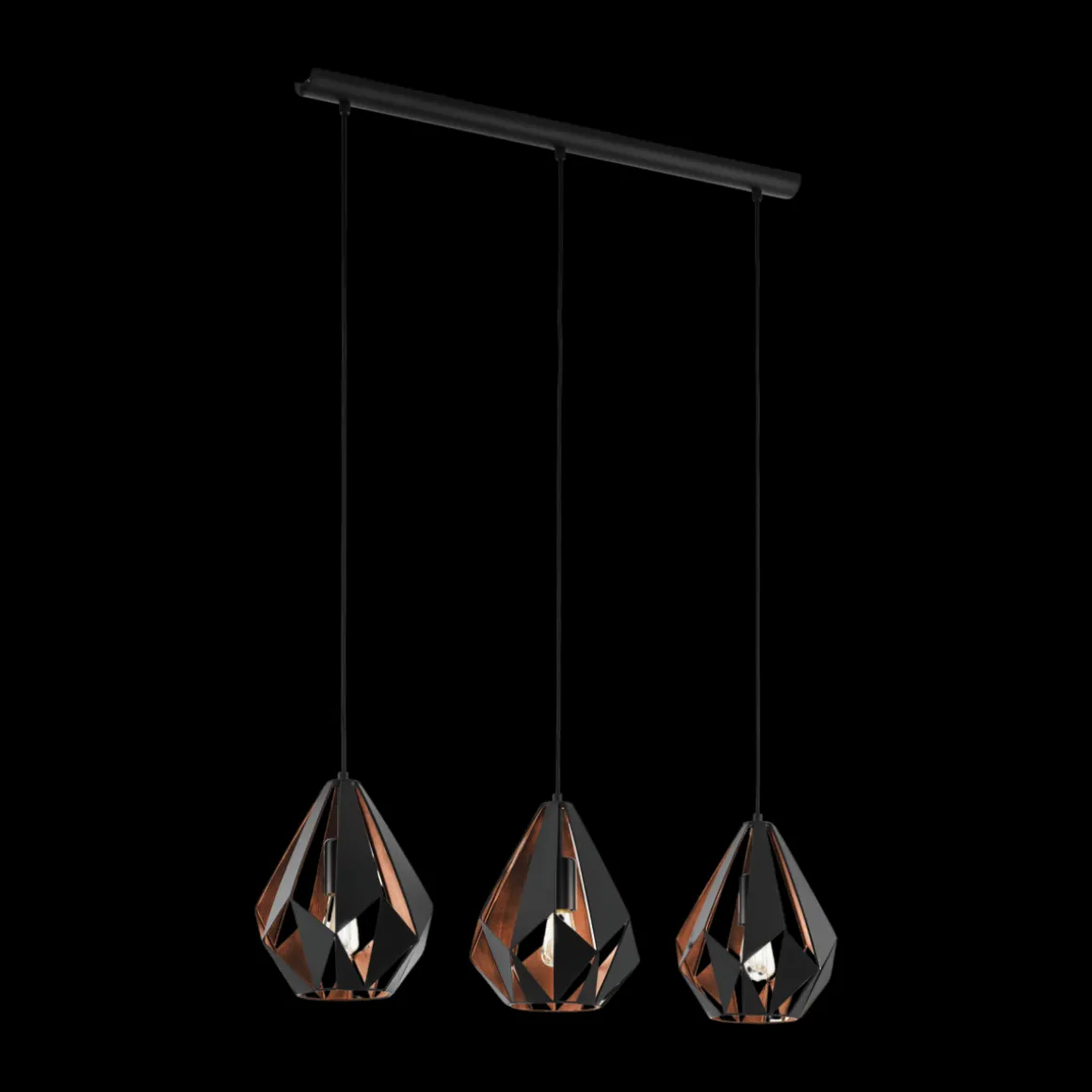 EGLO 3-flg Pendelleuchte Carlton 1 Schwarz Kupfer
