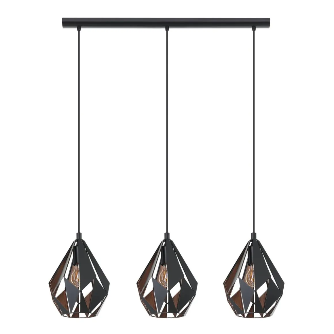 EGLO 3-flg Pendelleuchte Carlton 1 Schwarz Kupfer