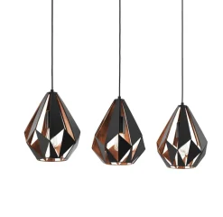 EGLO 3-flg Pendelleuchte Carlton 1 Schwarz Kupfer