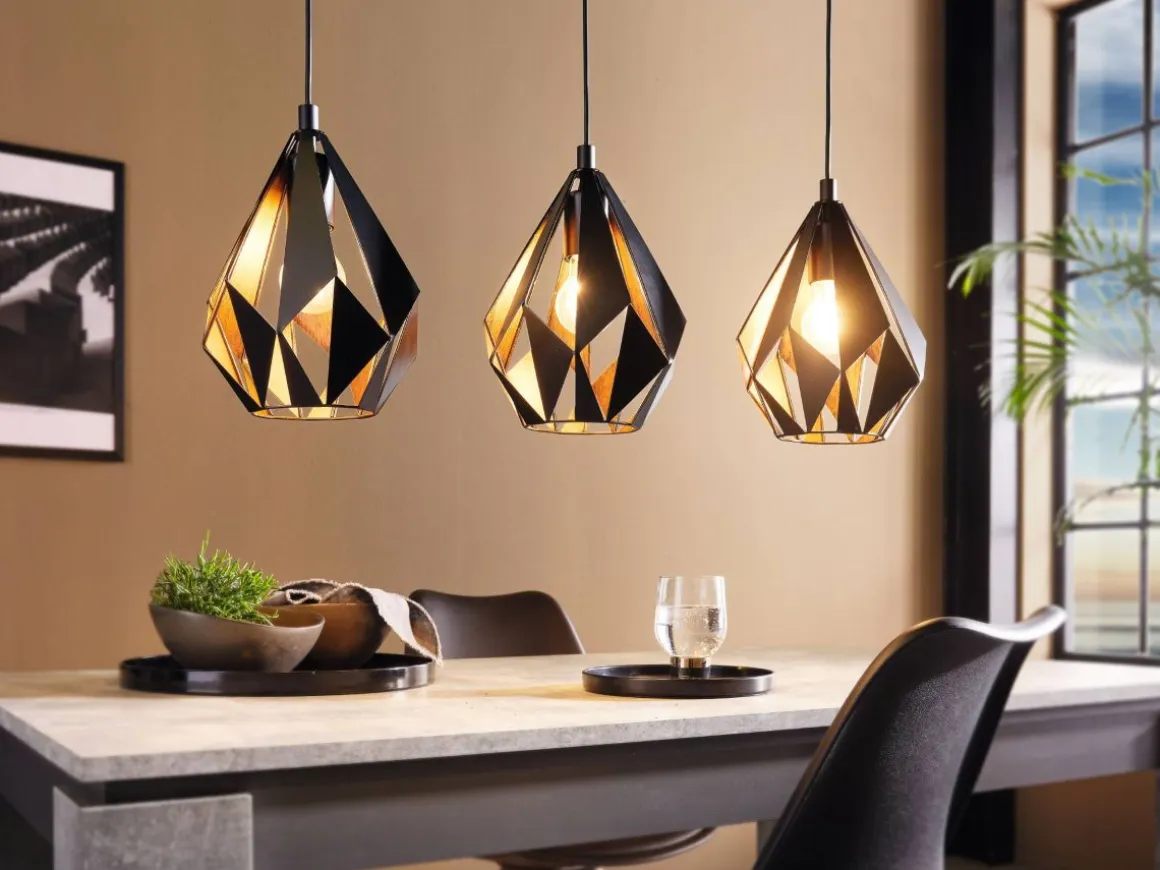 EGLO 3-flg Pendelleuchte Carlton 1 Schwarz Kupfer