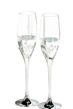 2er Set Champagnerglas Silberfarben