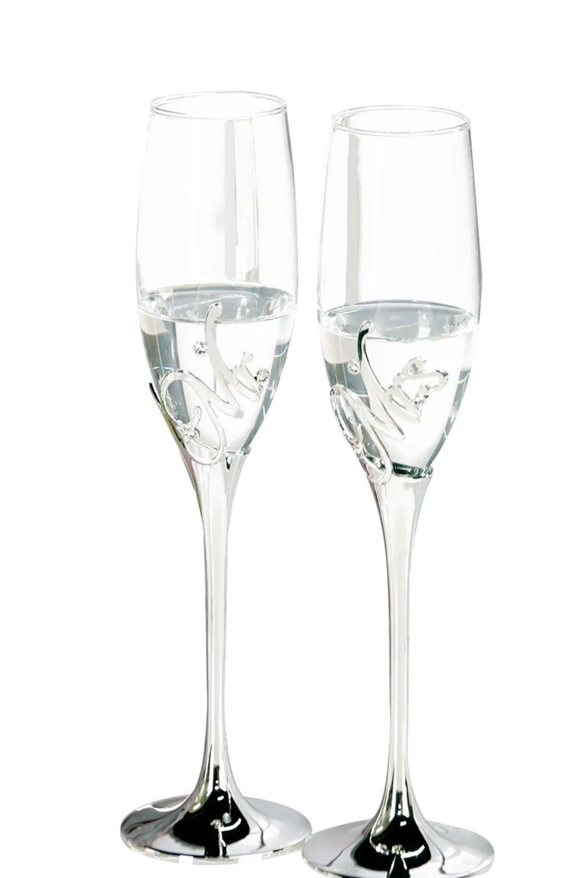 2er Set Champagnerglas Silberfarben