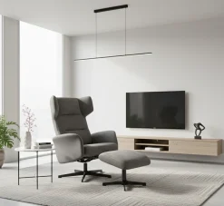 FEMO Relaxsessel 4040 Grau mit Hocker