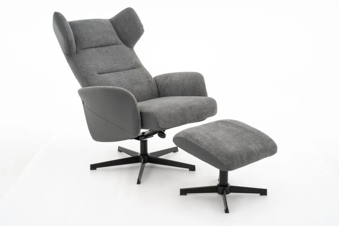 FEMO Relaxsessel 4040 Grau mit Hocker
