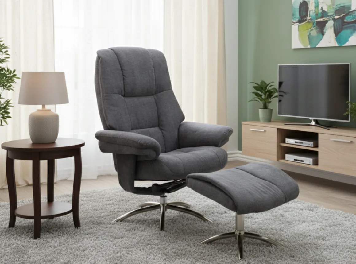 FEMO Relaxsessel 440 mit Hocker Grau