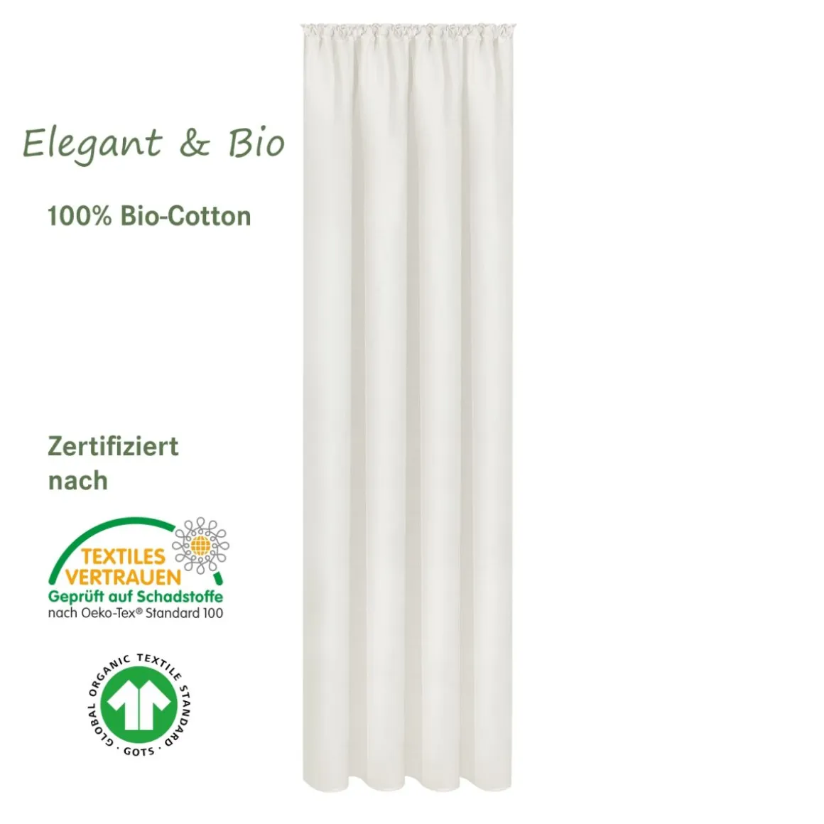 Fertigschal 100% Bio-Baumwolle Weiß 140 x 245 cm