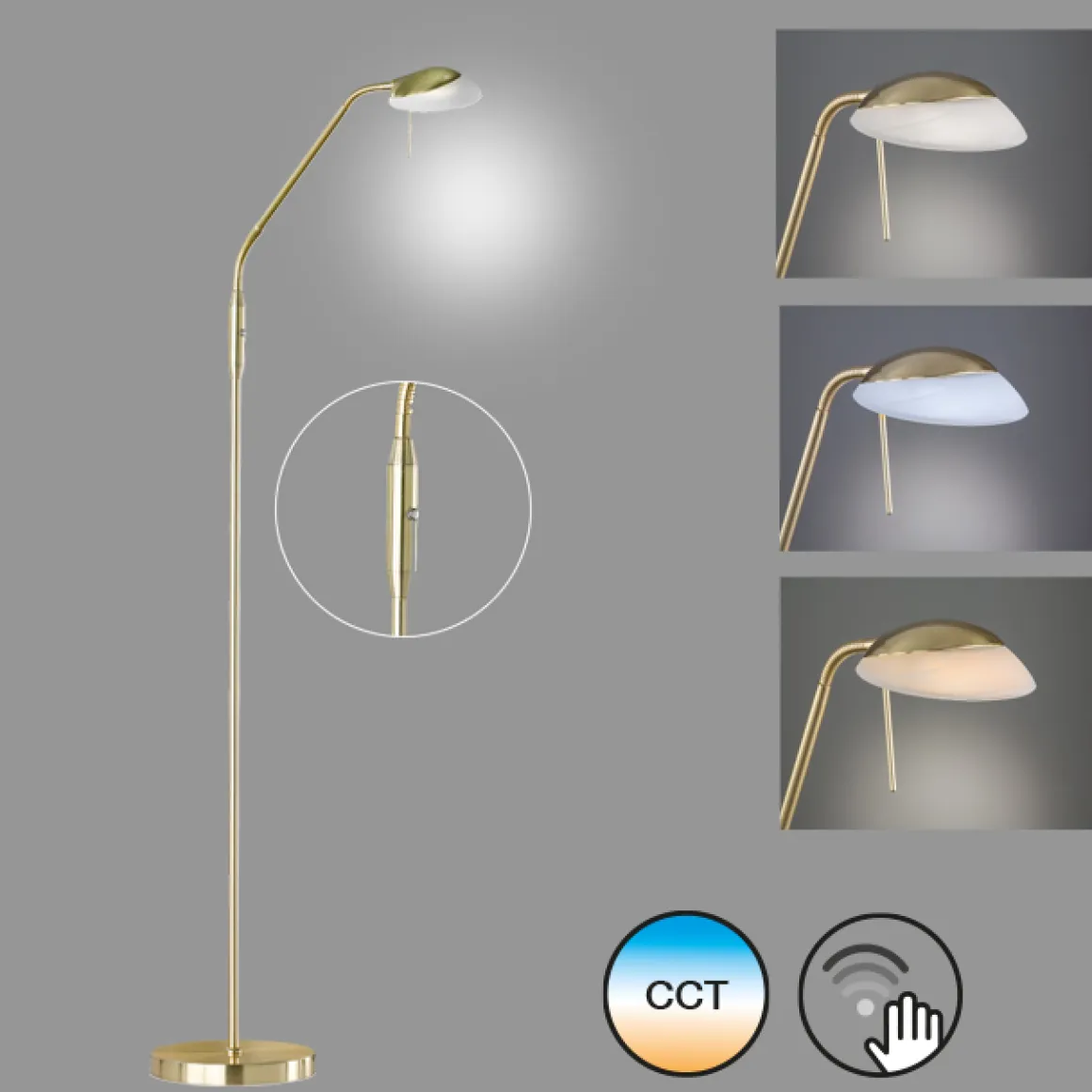Fischer & Honsel 1-flg LED Stehleuchte Pool-TW messingfarben