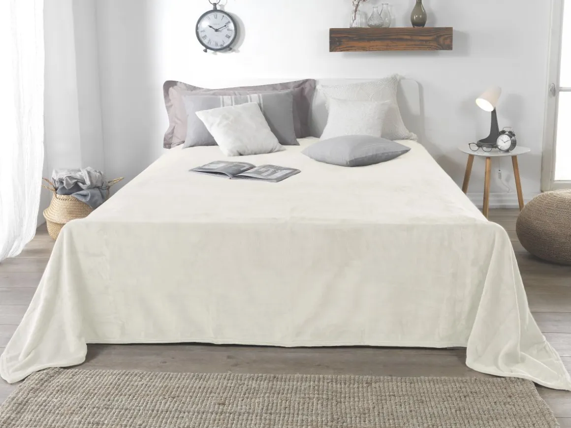 Flanell-Kuscheldecke Wollweiss 220 x 240 cm