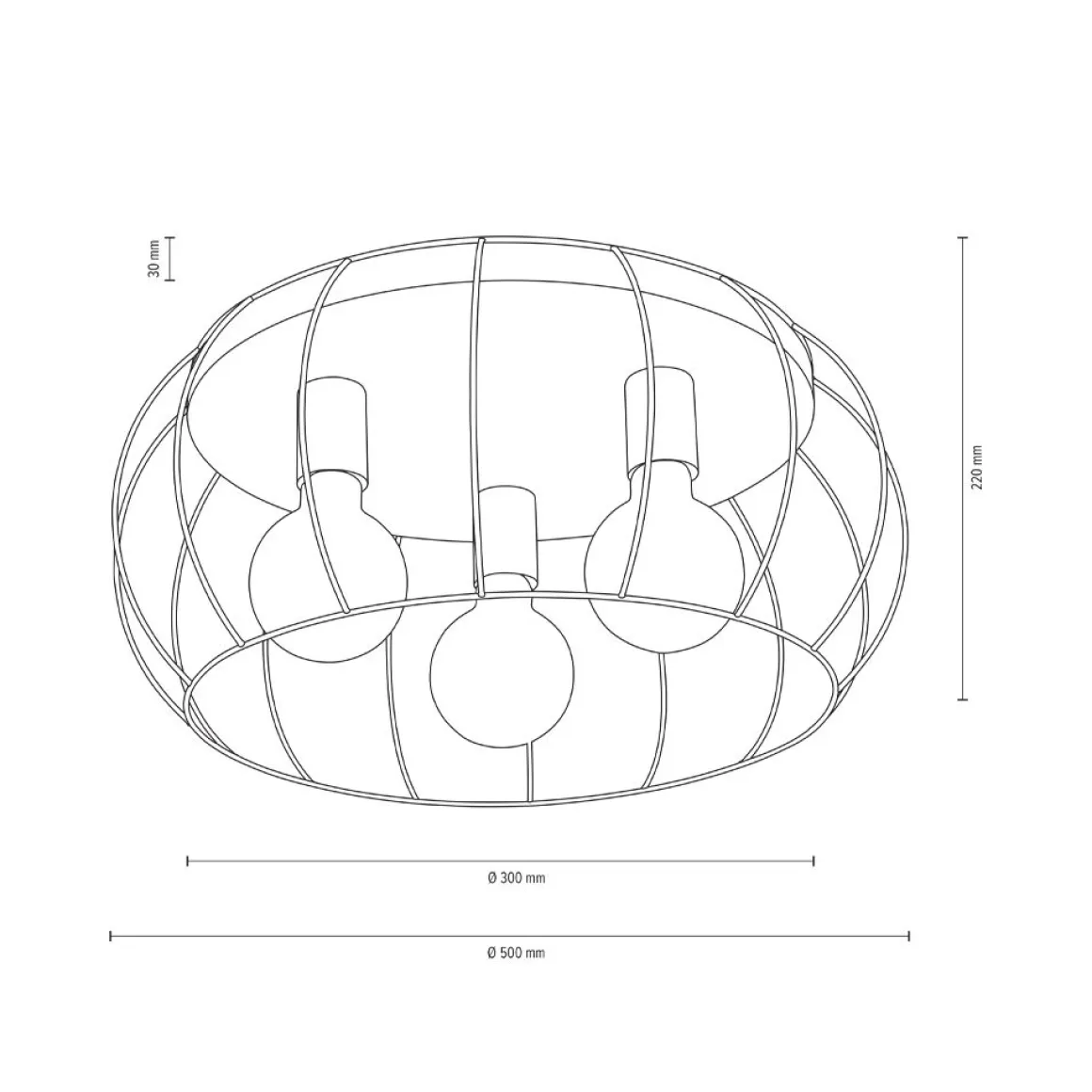 3-flg Deckenleuchte Moroni Ø 50 cm