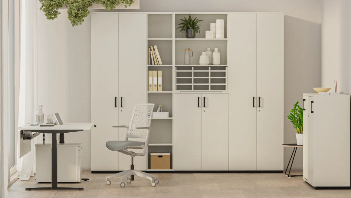 Flügeltürenschrank K40 White Grey 80 x 119 cm