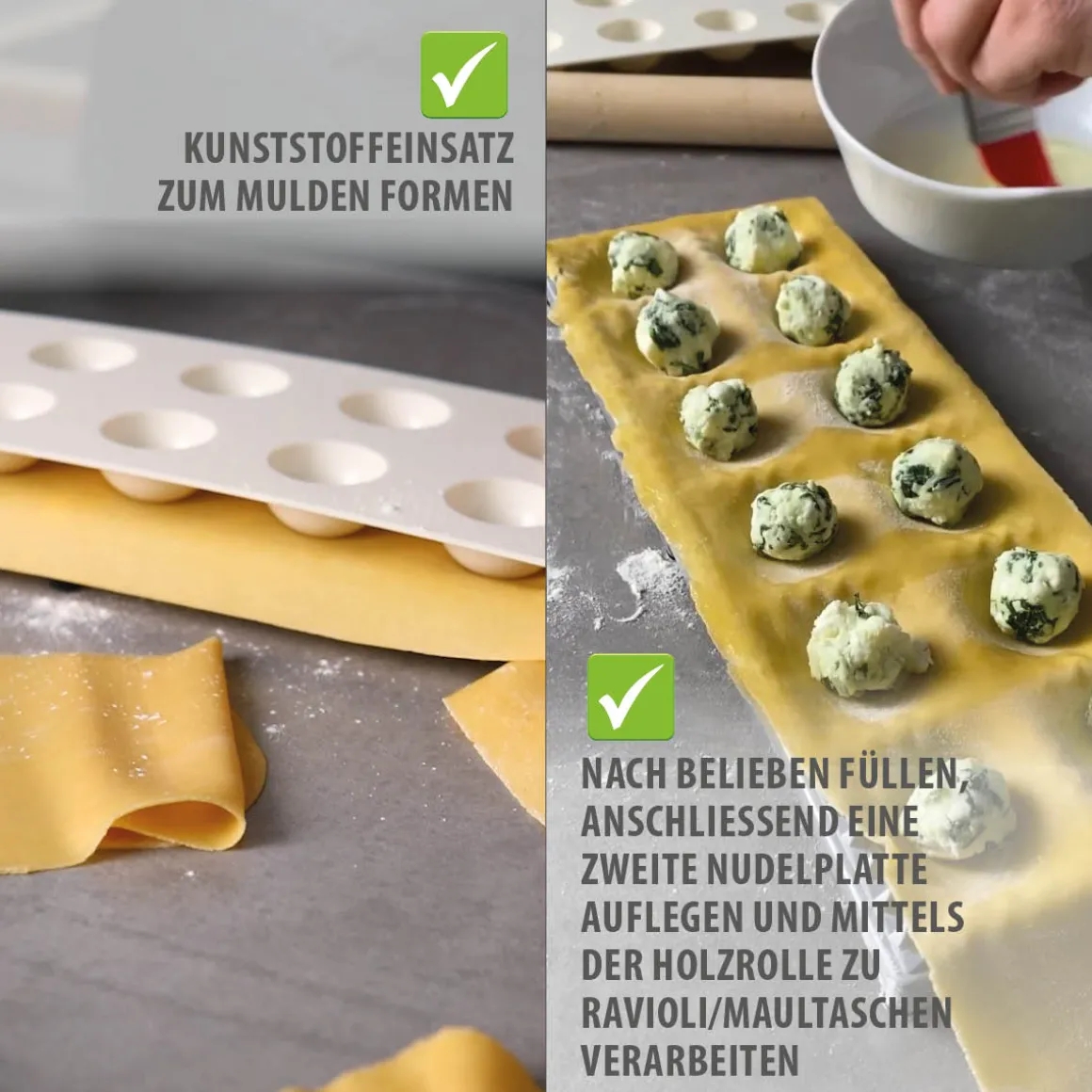 GEFU Ravioli Maultaschenbrett Tasca 3-tlg Set