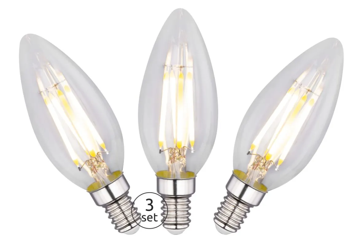 Globo 3-er Set E14 LED Leuchtmittel Kerzenform