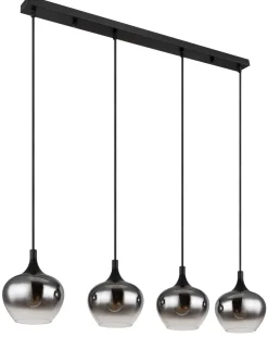 Globo 4-flg Pendelleuchte Maxy Rauchglas