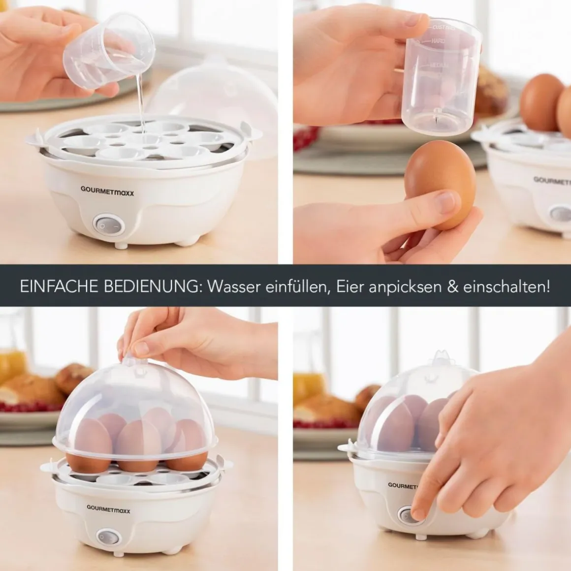 GOURMETmaxx Eierkocher für 7 Eier Weiß