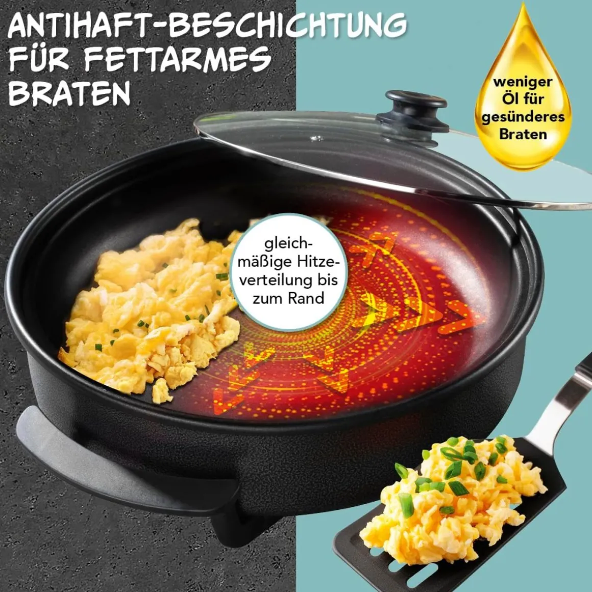 GOURMETmaxx Party-Pfanne Schwarz 40 cm