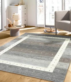 Handloomteppich aus Indien Memu Silver Multi 70 x 140 cm