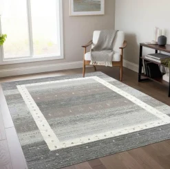Handloomteppich aus Indien Memu Silver Multi 70 x 140 cm
