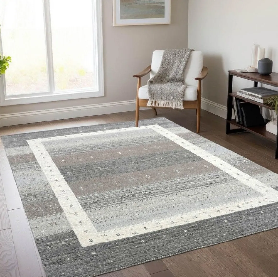 Handloomteppich aus Indien Memu Silver Multi 70 x 140 cm