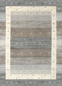 Handloomteppich aus Indien Memu Silver Multi 70 x 140 cm