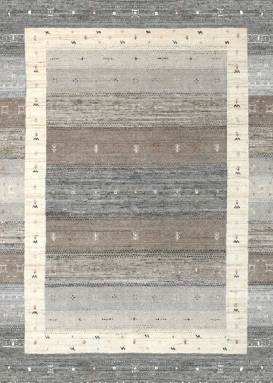 Handloomteppich aus Indien Memu Silver Multi 70 x 140 cm