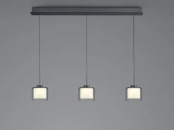HELL 3-flg LED Pendellampe Klara Rauchglas