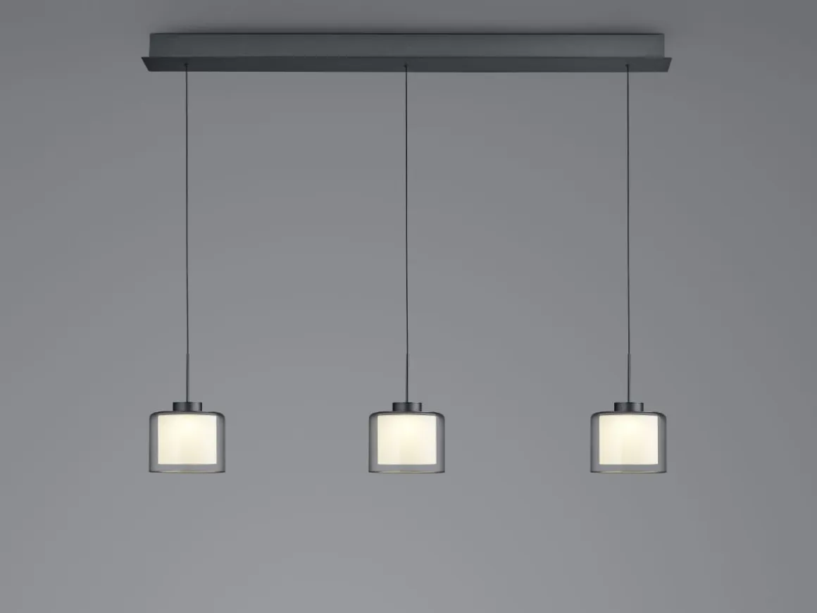 HELL 3-flg LED Pendellampe Klara Rauchglas