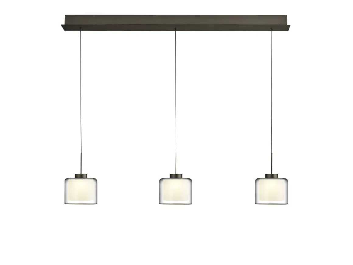 HELL 3-flg LED Pendellampe Klara Rauchglas